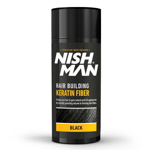 Загуститель для волос + лак NISHMAN HAIR BUILDING KERATIN SET 20гр+100мл черный (Black)