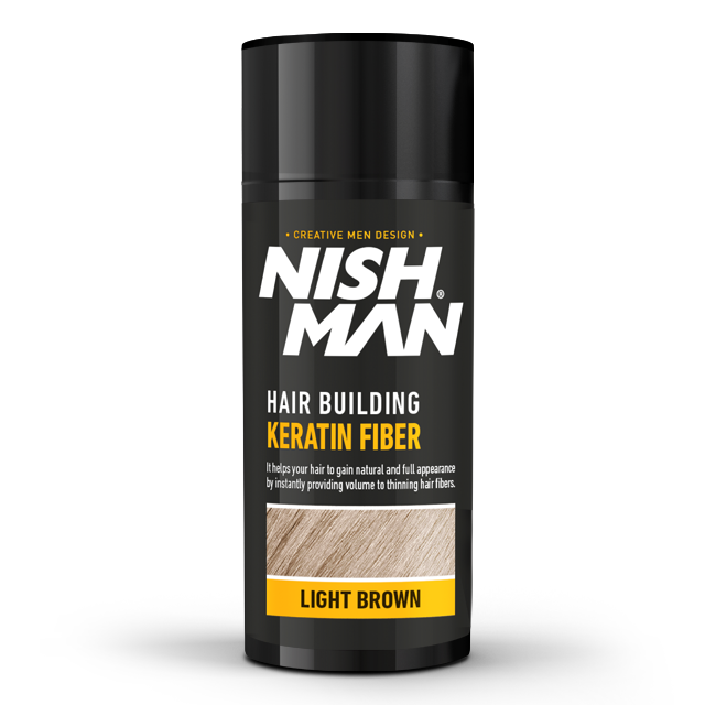 Загуститель для волос + лак NISHMAN HAIR BUILDING KERATIN SET 20гр+100мл светло коричневый (Light Brown)