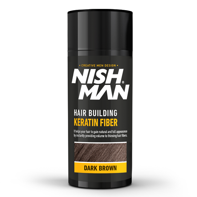 Загуститель для волос + лак NISHMAN HAIR BUILDING KERATIN SET 20гр+100мл темно коричневый (Dark Brown)