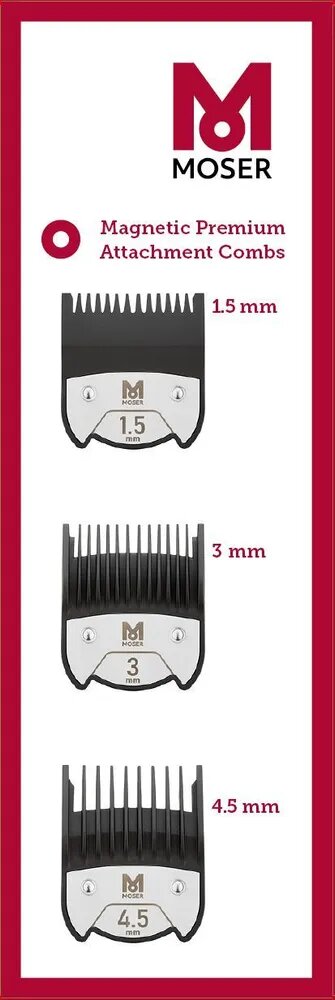 1801-7010 Moser Набор магнитных насадок Magnetic premium 1/5 /3 /4,5 мм/ black