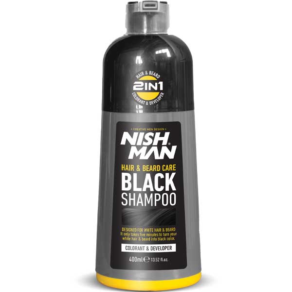 Шампунь черный тонирующий для волос и бороды NISHMAN black shampoo 400 ml